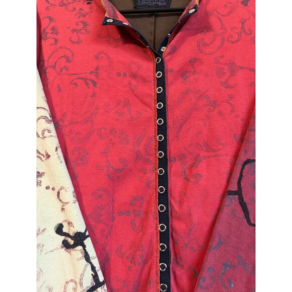 Vintage Art to Wear Top Bread Brand Women M Full Snap Dress Form Pattern Shirt - Picture 3 of 5